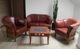 Komplet sofa 2-ka, dwa fotele skórzane firmy Meblotap