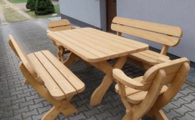 Komplet mebli ogrodowych góralskich drewniane