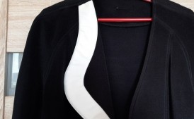 żakiet, marynarka, czarna, jednostronna biała wstawka, rozm. M - stan idealny