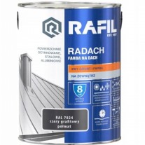 RADACH farba na dach SZARY GRAFITOWY PÓŁMAT 7024 5L + rozcieńczalnik RADACH