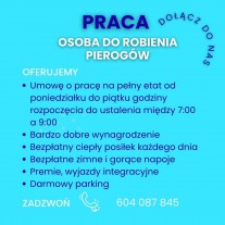 Osoba do robienia pierogów na pełny etat- Krzyszkowice